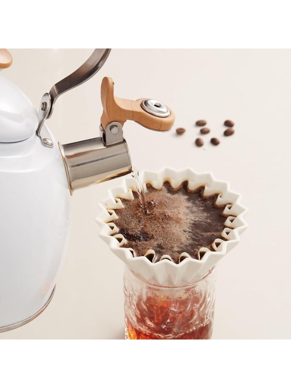 ROCKURWOK 1.6 Quart White Whistling Tea Kettle Stainless Steel Stovetop Tea Pot - Picture 6 of 6
